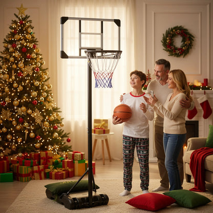 28In Basketball Hoop Basketball Goal System Height Adjustable 5.1Ft to 7Ft Court for All Age Ranges Indoor Outdoor Use