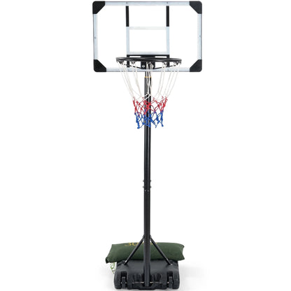 28In Basketball Hoop Basketball Goal System Height Adjustable 5.1Ft to 7Ft Court for All Age Ranges Indoor Outdoor Use