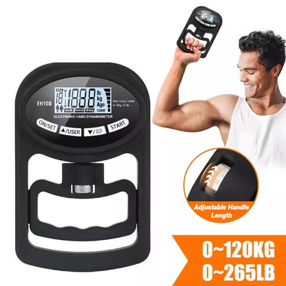 265Lbs/120Kg Grip Strength Meter for Men and Women Tester Digital Hand Dynamometer Training USB LCD Screen
