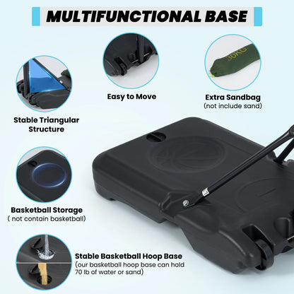 28In Basketball Hoop Basketball Goal System Height Adjustable 5.1Ft to 7Ft Court for All Age Ranges Indoor Outdoor Use